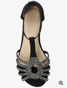 Caged Embellished T-strap Sandals Wide Width